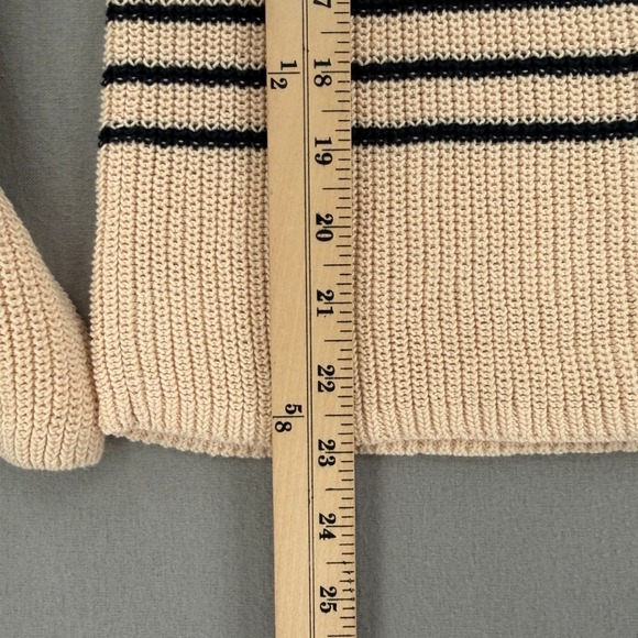 J CREW Relaxed Collared Sweater in Stripe Womens XS Cream Black Polo Preppy - Picture 10 of 11